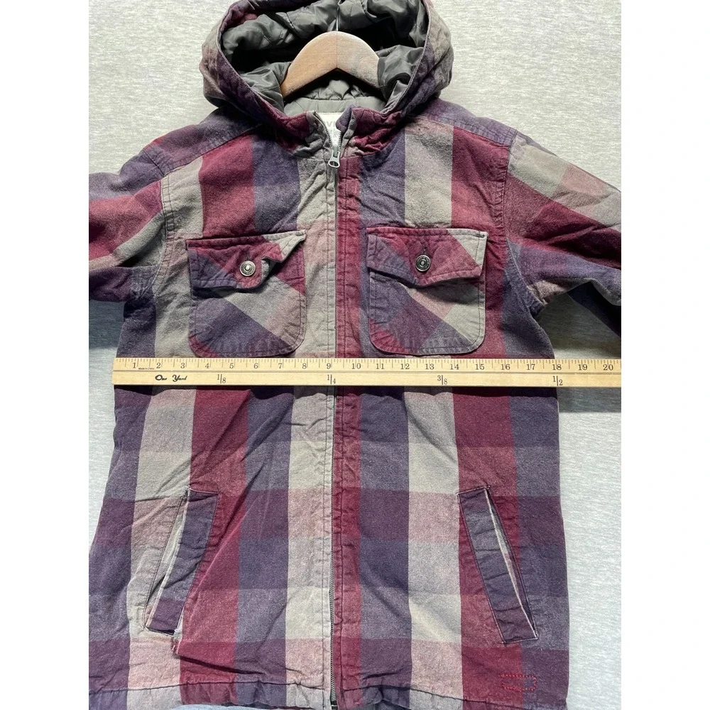 VTG‎ Levi's Flannel Jacket Youth Kids M 12/14 Multi Plaid Cotton Hooded Full Zip